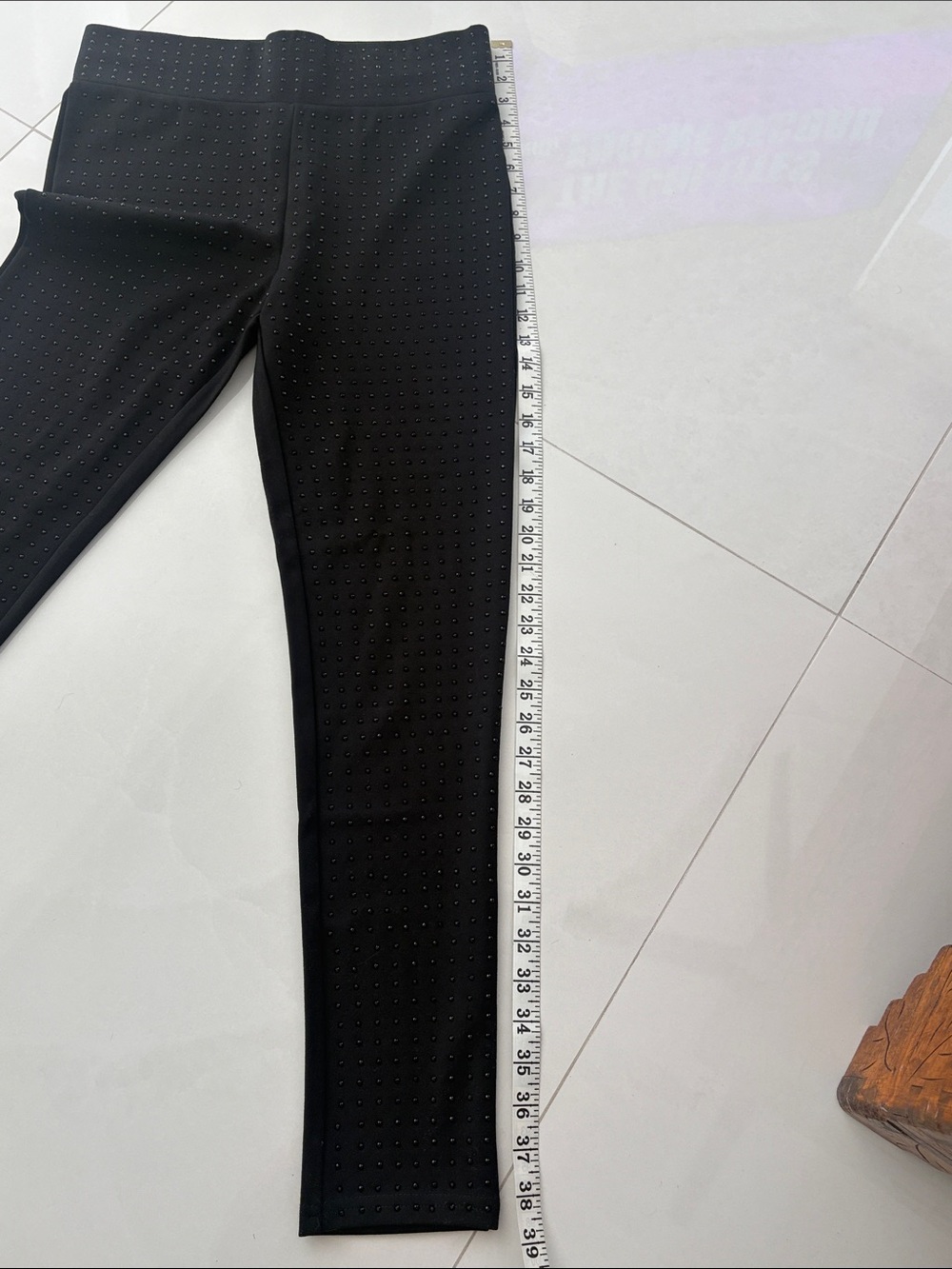 Black Studded Stretch Leggings - Picture 5 of 6